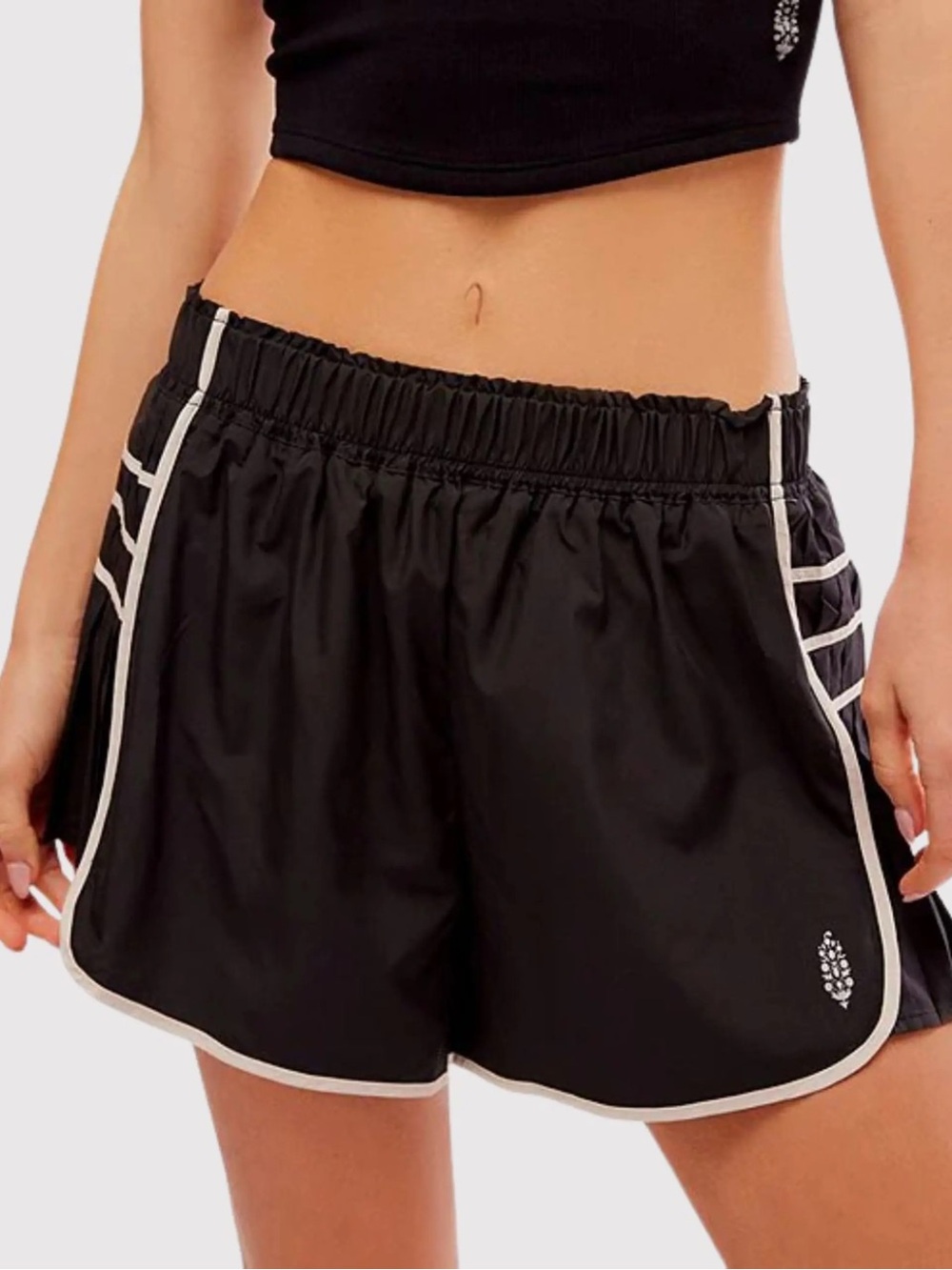 FP Movement by Free People Black Athletic Shorts with White Trim